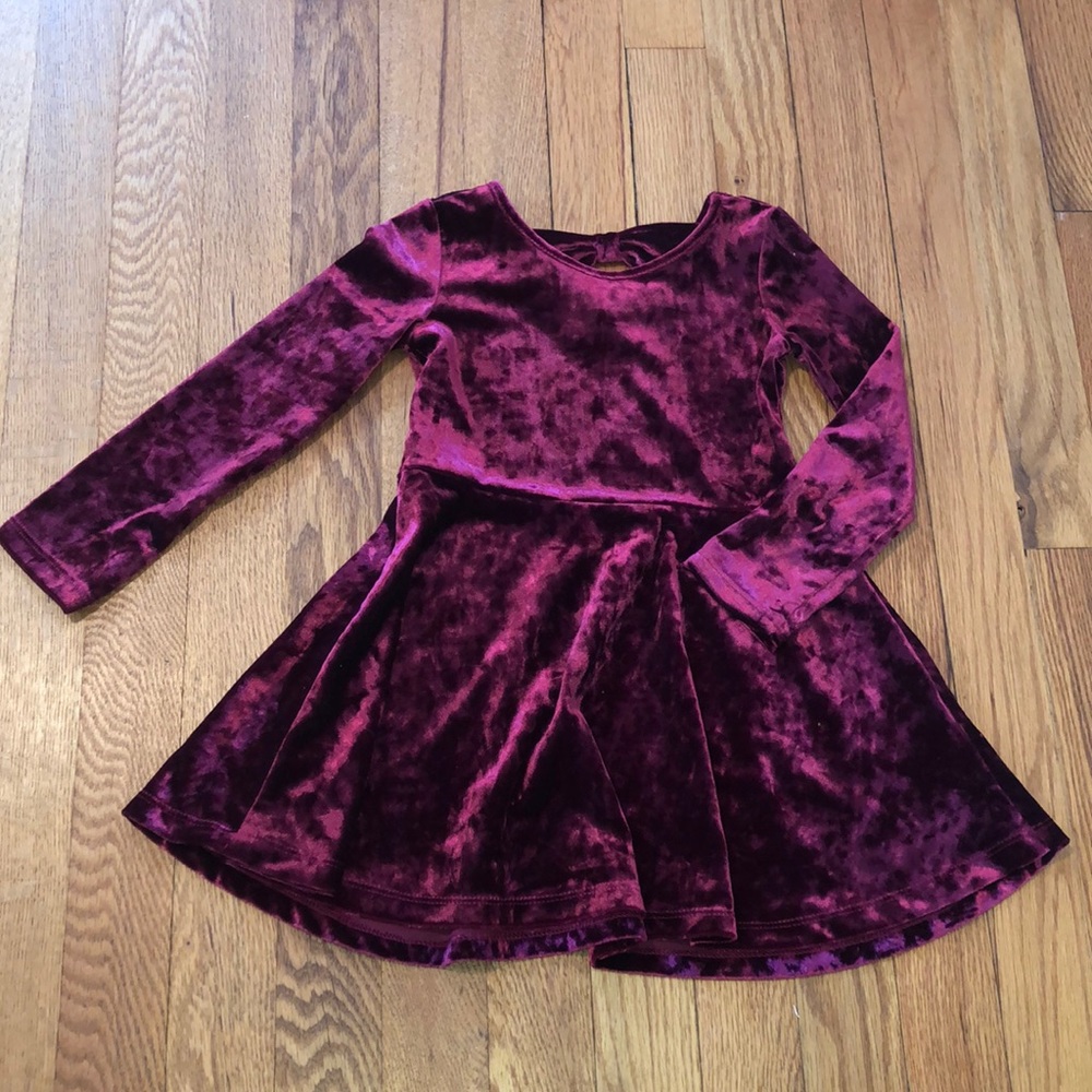 Toddler girl burgundy velvet dress